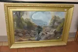 Landscape with a stream by Frank Gresley, watercolour on paper, sold Apr 2025
