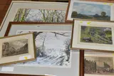 comprising of two John Mellor watercolours depicting a winter landscape by Six Watercolours And Prints, 1922, watercolour, sold Apr 2025