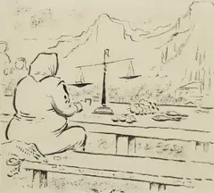 A Fish-Seller Indian ink and brush 21 by Mervyn Peake, ink and brush21, sold Dec 2025