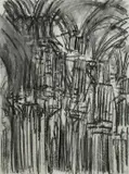 Rouen Nave Signed and dated Dennis Creffield 90 by Dennis Creffield, Charcoal, sold Dec 2025