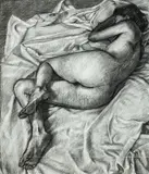 Nude Charcoal by Mark Clark, Charcoal, on three joined sheets, sold Dec 2025