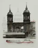 St Paul's and Cannon Street Station from London Bridge Signed and by David Gentleman, Lithograph, offered Dec 2025