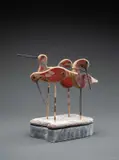 Untitled by Guy Taplin, Wood with metal nail beaks, on a driftwood base with metal supports, sold Dec 2025