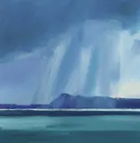 Showers over the Headland Signed and dated Lucy Hutchinson/2025 by Lucy Hutchison, Oil on board, sold Oct 2025