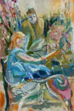 Painting in the Garden Signed with initials ECH by Emma Haggas, Oil on board, sold Oct 2025