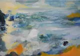 Rolling Between Spaces That Hold Signed by Miranda Creswell, Oil on board, sold Oct 2025