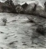 Mast Down Signed by Meryl Ainslie, Charcoal and pastel on paper, sold Oct 2025