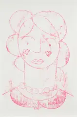A Girl with a Pearl Necklace Signed Paul Chisholm by Paul Chisholm, Monoprint Unframed, sold Oct 2025