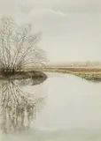 Berkshire Canal Signed by Patricia Langmead, Etching, sold Oct 2025