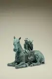 Reclining Horse with Lovers Signed by Sophie Ryder, Bronze with green patina, sold Oct 2025
