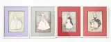 Crinoline Ladies four watercolours on paper by Jennie Harbour, watercolor, offered Mar 2025