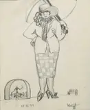 Lady with a Parasol at a Concert by Dorte Clara Dodo Burgner, drawing, offered Mar 2025