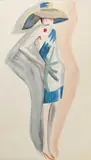 Lady in a broad rimmed hat by Dorte Clara Dodo Burgner, ink on paper, sold Mar 2025