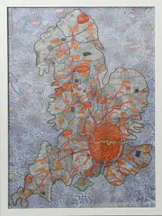 Map of England printed textile by Grayson Perry, print (other), sold Mar 2025