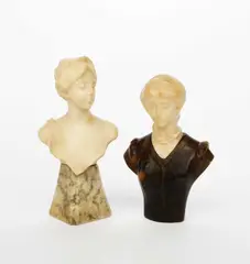 Art Nouveau bust of a woman alabaster and polished stone by Guglielmo Pugi, sculpture, offered Mar 2025
