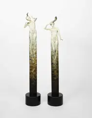 See No Evil and Hear No Evil two patinated bronze sculptures by Carl Payne, bronze, sold Mar 2025