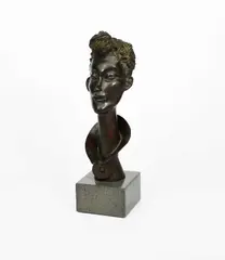 Bust of a Woman on grey marble base by Gonzalo Cienfuegos, sculpture, sold Mar 2025