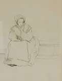Study of a peasant woman by Edwin Henry Landseer, Pencil, sold Mar 2025