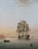 The 2nd rate HMS Canopus entering the Hamoaze at Plymouth by Nicholas Matthews Condy, Oil on canvas, sold Mar 2025
