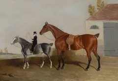 A grey cob with liveried groom by Edwin Cooper, Oil on canvas, sold Mar 2025