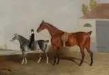 A grey cob with liveried groom by Edwin Cooper, Oil on canvas, sold Mar 2025