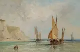Fishing boats near Hastings Signed and dated Jas by James Edwin Meadows, Oil on canvas, sold Mar 2025