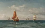 A fishing boat hauling in its nets Signed and dated Carl Bille 1880 by Carl Bille, Oil on canvas, sold Mar 2025