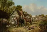 A farmyard with carthorses by John Frederick Herring Jnr, Oil on canvas, sold Mar 2025