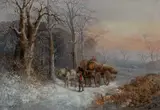 A timber wagon in a winter landscape Signed and dated Henry Beall 1883 by Henry Beall, Oil on canvas, offered Mar 2025