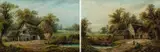 Old Farm Building at Burford by John Enoch Brookes, oil on canvas, offered Mar 2025