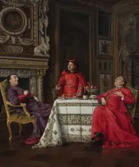 An amusing tale Signed F Brunery by François Brunery, Oil on canvas, offered Mar 2025