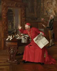 A playful pest Signed F by François Brunery, Oil on canvas, sold Mar 2025