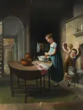 Infant Washerwoman Signed and dated C C Coventry by Charles Christopher Coventry, Oil on canvas, sold Mar 2025