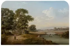 River landscape with figures on a path by Walter Heath Williams, Oil on canvas, sold Mar 2025