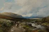 Landscape with travellers on a riverside path Signed and dated David Bates by David Bates, Oil on canvas, sold Mar 2025