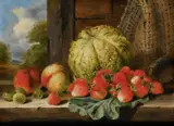 Still life with strawberries by Edward Ladell, 1862, Oil on canvas, offered Mar 2025