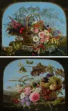 Still life with a basket of flowers within a stone archway by Adelheid Dietrich, 1849, oil on canvas, offered Mar 2025