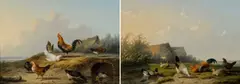 Chickens and ducks by a bridge by Cornelius Van Leemputten, oil on panel, sold Mar 2025