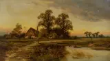 Water meadows near Broxbourne by Herbert Cole, Oil on canvas, offered Mar 2025