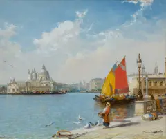Feeding the pigeons by Arthur Joseph Meadows, Oil on panel, sold Mar 2025