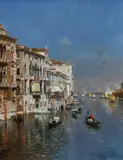 Gondolas on The Grand Canal by Rubens Santoro, Oil on canvas, sold Mar 2025