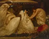 The Finding of Moses Signed with monogram and dated 1895 by Harry Mileham, 1895, Oil on canvas, sold Mar 2025