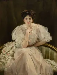 Portrait of Anne Struthers by Thomas Benjamin Kennington, Oil on canvas, sold Mar 2025