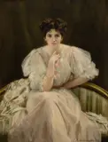 Portrait of Anne Struthers by Thomas Benjamin Kennington, Oil on canvas, sold Mar 2025