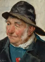 A fisherman Signed E Harris by Edwin Harris, Oil on panel, sold Mar 2025
