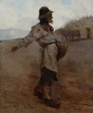 The sower Signed and dated D by David Woodlock, Oil on canvas, sold Mar 2025