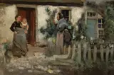 Gossip Signed R G Hutchison by Robert Gemmell Hutchison, Oil on canvas, sold Mar 2025