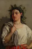An allegorical figure with vine leaves in her hair Signed with by Edward Armitage, Oil on canvas, sold Mar 2025