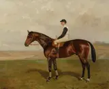 Portrait of Primer with Walter Earl as jockey Signed and dated A by Alfred Grenfell Haigh, Oil on canvas, sold Mar 2025