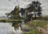 Landscape with a figure by a river by William Bradley Lamond, Oil on canvas, sold Mar 2025